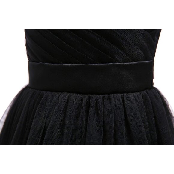 🆕Girls V-Black Tulle Spaghetti Strap Dress Cotton A-Line Wedding Party Gown - Picture 6 of 8